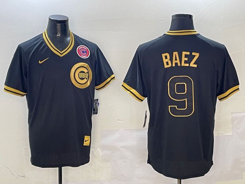Men Chicago Cubs #9 Baez Black Gold Game 2025 Nike MLB Jersey style 312->chicago cubs->MLB Jersey